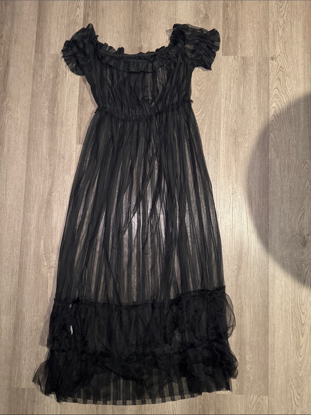 Sheer Black Maxi Dress with Ruffle Details